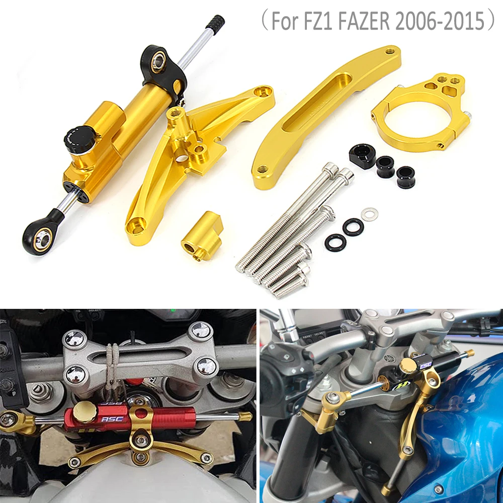 

For Yamaha FZ1 FAZER 2006 - 2015 Motorcycle CNC Aluminum Steering Damper Bracket Set Stabilizer Linear Dampers Mounting Support