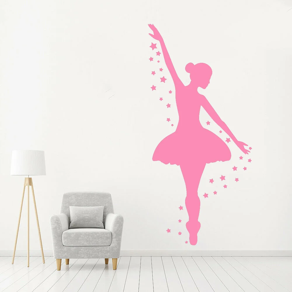 Magic Ballerina Wall Decals Ballet Studio Window Door Decor Stars Dancing Girl Vinyl Nursery Kids Room Interior Stickers Z833