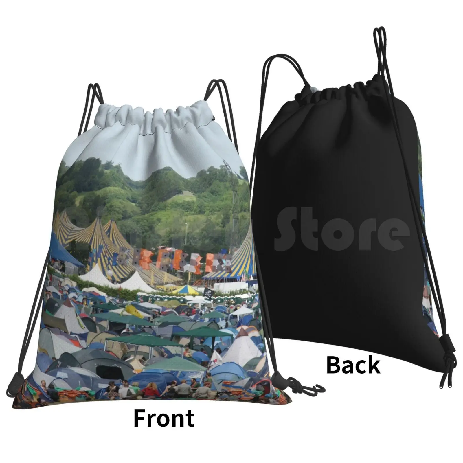 Glastonbury Festival Backpack Drawstring Bags Gym Bag Waterproof Festival Glastonbury Stapleton Definity Music Mark Pop