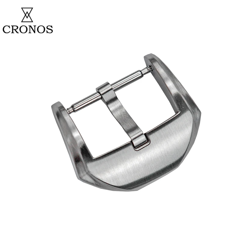 Cronos Watch Parts Stainless Steel Buckle for Straps Tongue Buckle Fully Brushed 20 mm 3.0 with Spring Bars