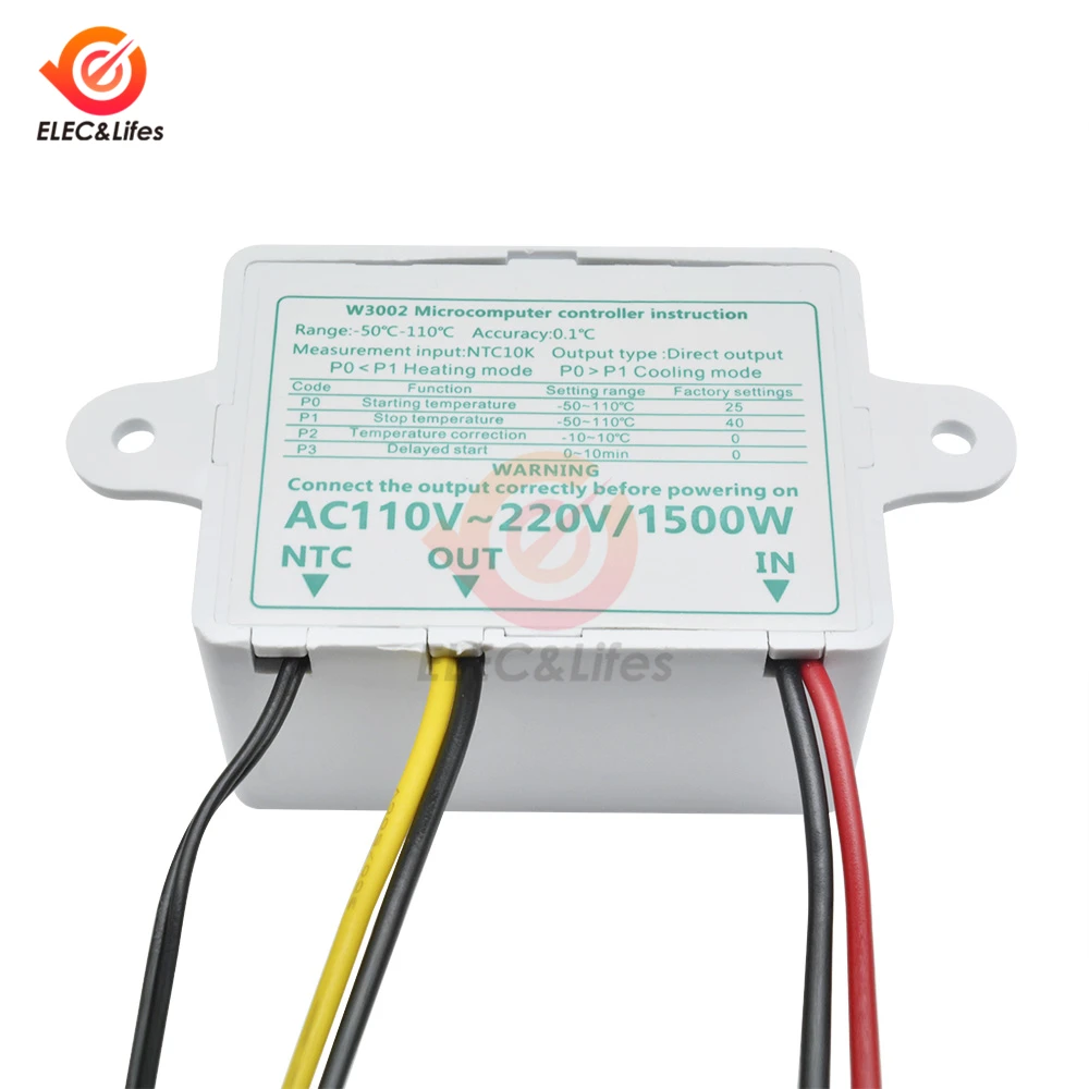 12V 24V 110-220V W3002 Digital Temperature Controller Microcomputer Thermostat Regulator Hot and Cold Temperature Control Switch