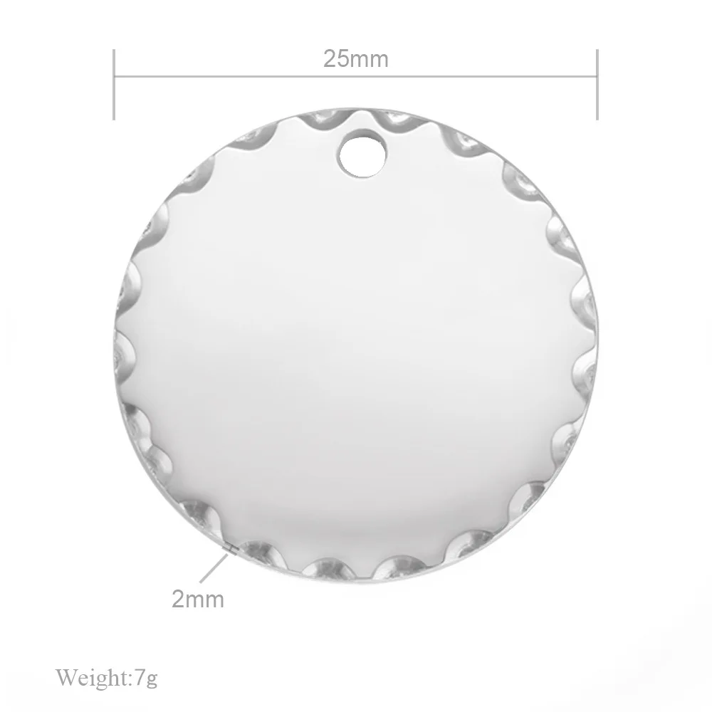 Stainless Steel Circle Round Charm Blank For Engrave 25mm Metal Round Tag Charms Mirror Polished Wholesale 10pcs