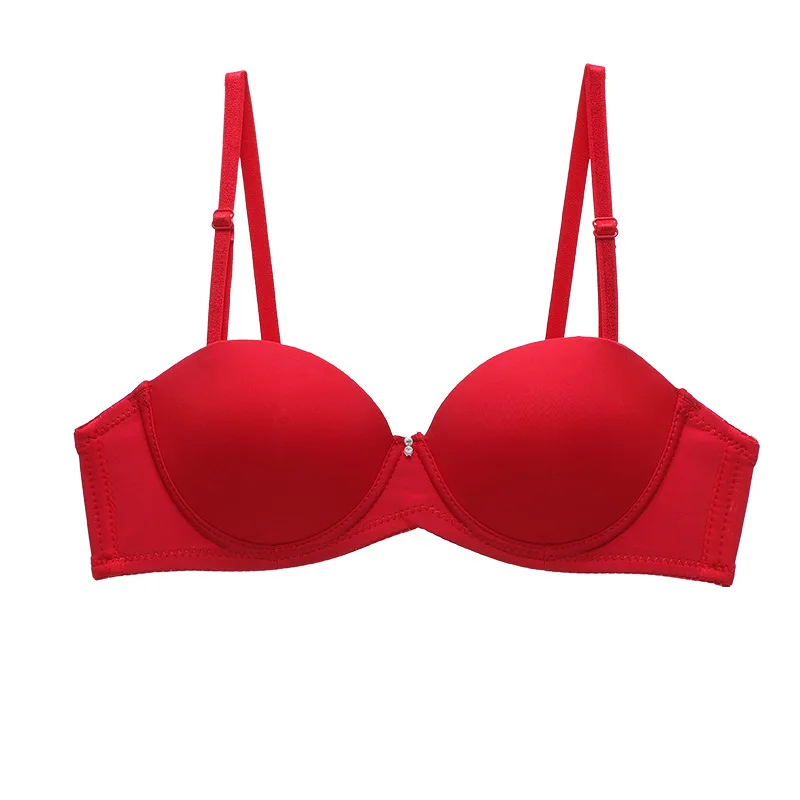 New Women\'s Cotton Bra Fashion Push Up Comfort Underwear Sexy Solid Color Half Cup Brassiere Small Chest Female Sexy Lingerie