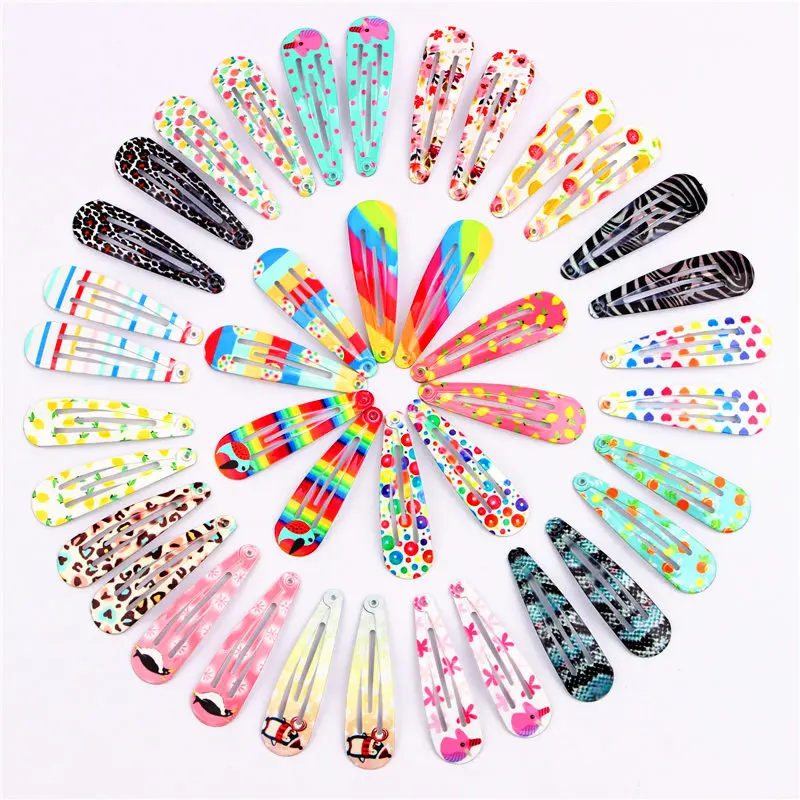 

Girls Hair Accessories High-quality 10/20/30Pcs/Lot Printing Flower BB Hair Clip Paint Dripping Hairpins Colorful Kids Headdress