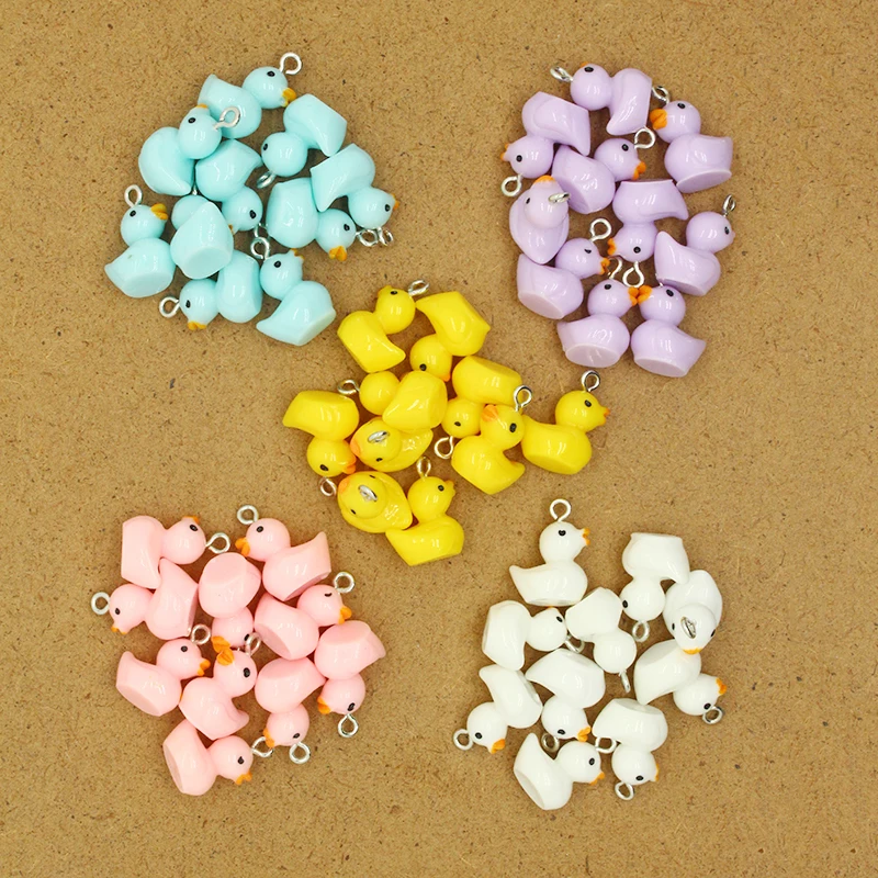 10pcs 19x20mm Small Duck Resin Charms Popular Small Animal Pendant For Necklace Bracelet Diy Jewelry Make