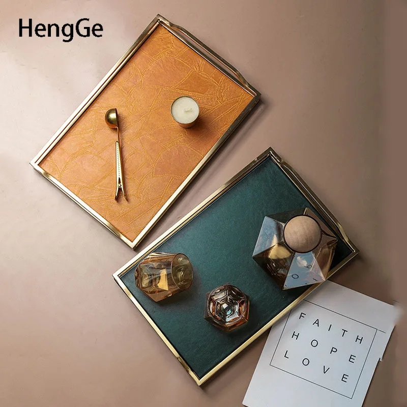 

Light Luxury Gold Iron Art Tray Nordic Home Decoration Living Room Storage Plate Coffee Table Desktop Decorative Tea Set Trays