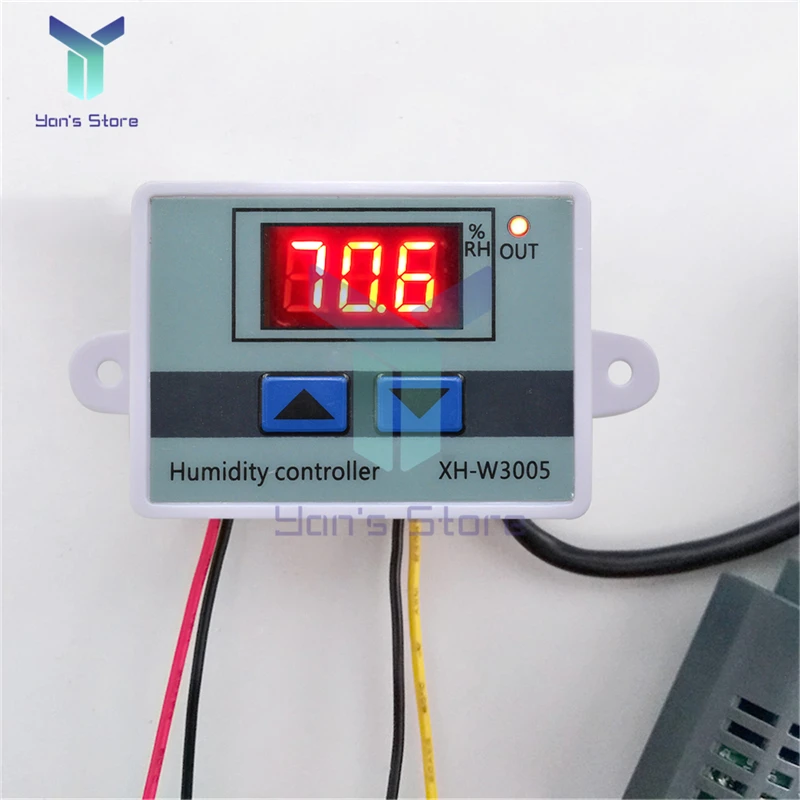Imagem -02 - Sensor da Umidade do Controle do Relé 10a do Medidor de Umidade do Higrômetro do Humidistat do Controlador Xh-w3005 12v 24v 110v 220v