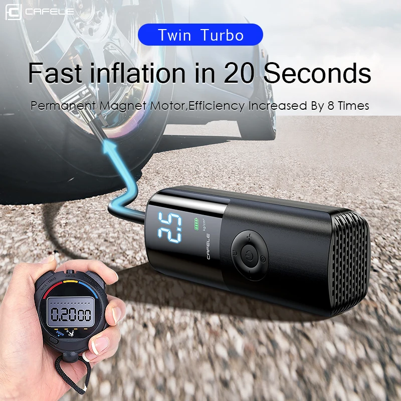 Cafele Wireless Car Tyre Inflator 150 PSI Electronic Air Compressor Portable Battery Air Pump For Car Motorcycle Boat Bicycle