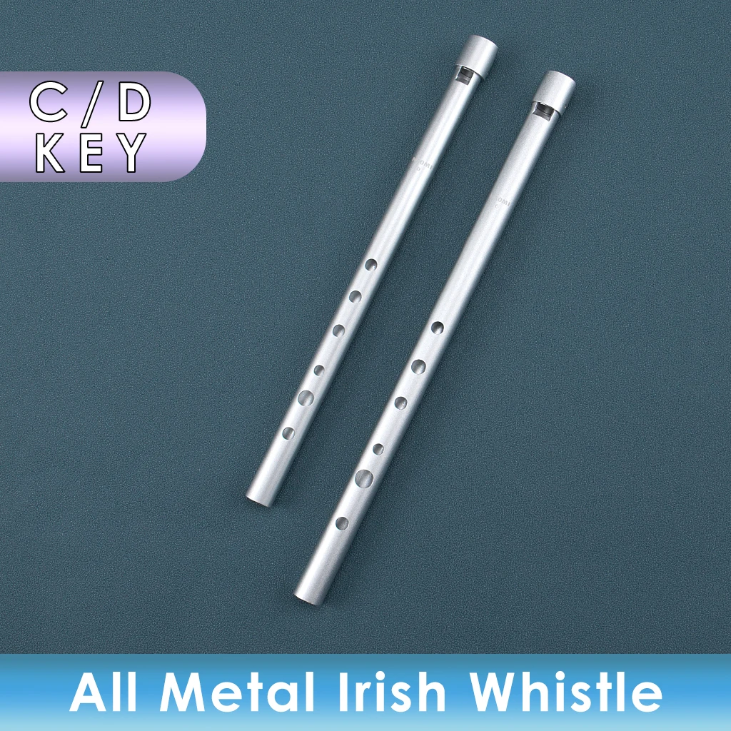 LOMMI High Quality Aluminum Tube Flute Irish Whistle Flute C Key & D Key Ireland Flute Tin Penny Whistle 6 Hole Flute