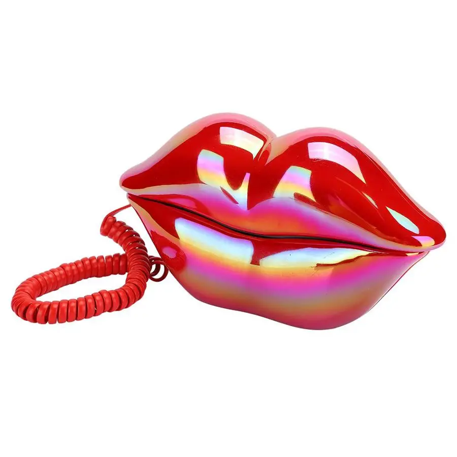  Lips Telephone Novelty Red Mouth Lip Shaped Phone Landline Desk Landline Phone for Home Hotel Office Decoration