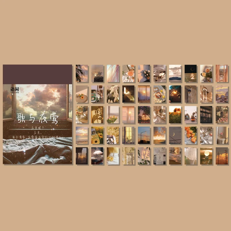 Yoofun 50 vellen natuurlijke landschappen en kunstschilderijen briefpapier stickers boek esthetisch landschap schattig scrapbooking planner journaling
