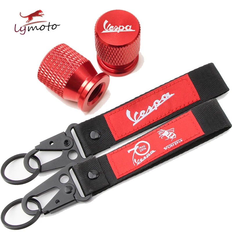 For Piaggio VESPA Sprint Primara Scooter GTS 300  Motorcycle Accessorie Tire Valve Caps Cover&Embroidery Key Chain Keychain