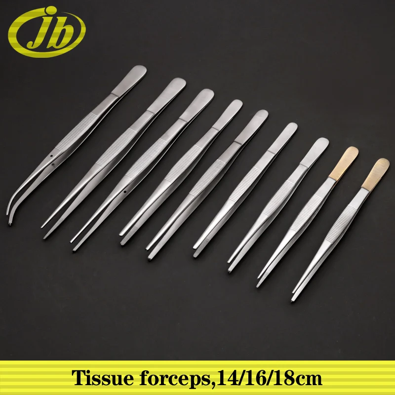 Microscopic tweezers toothed forceps horizontal stripes tweezers stainless steel 14/16/18cm surgical operating instrument