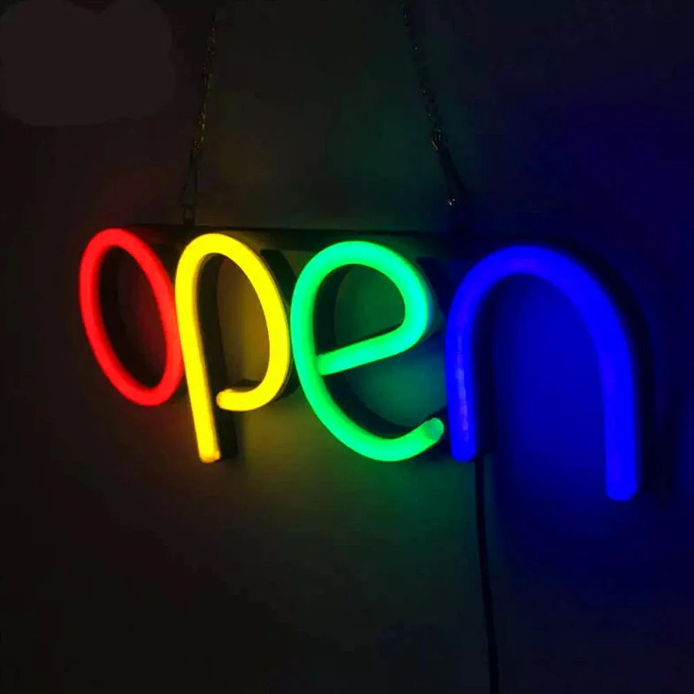 LED Neon Light  Open Sign Flashing USB Shop Working Hours Change Colors Advertising Bright lamp in Shop Door Handmake