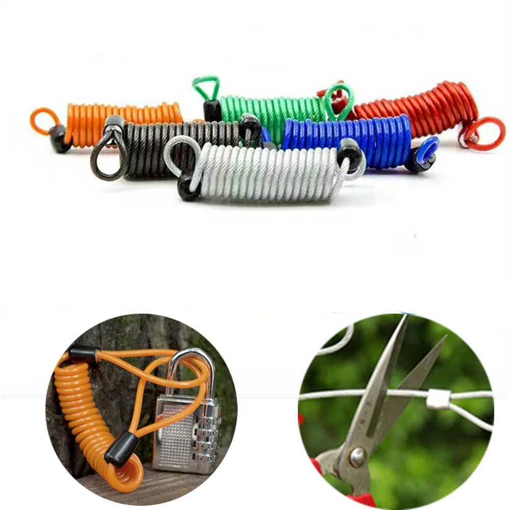 1m/2.5m Cable bicycle lock rope anti-theft Motorbike Disc Lock Security Reminder Motorcycle Safety Parts Accessories