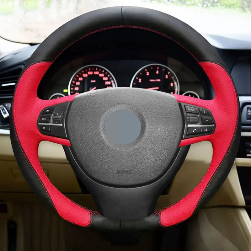 

For BMW F10 F07 (GT) 2009-2017 F11 (Touring) 2010-2017 Hand Sew Black Car Steering Wheel Cover