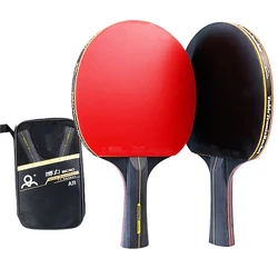 2 pezzi professionale 6 stelle racchetta da Ping Pong racchetta da Ping Pong Set brufoli-in gomma di alta qualità lama mazza Paddle con borsa