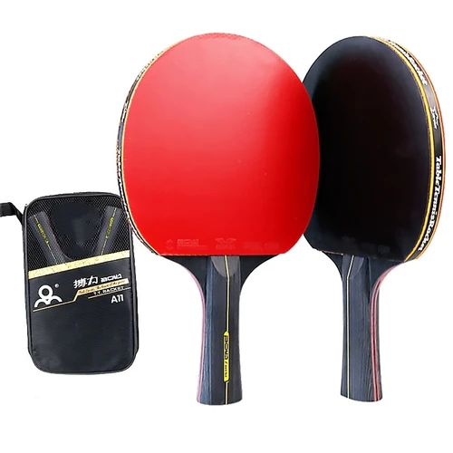 Raqueta de tenis de mesa profesional de 6 estrellas, juego de raqueta de Ping Pong con espinillas de goma, paleta de murciélago con bolsa, 2 uds.