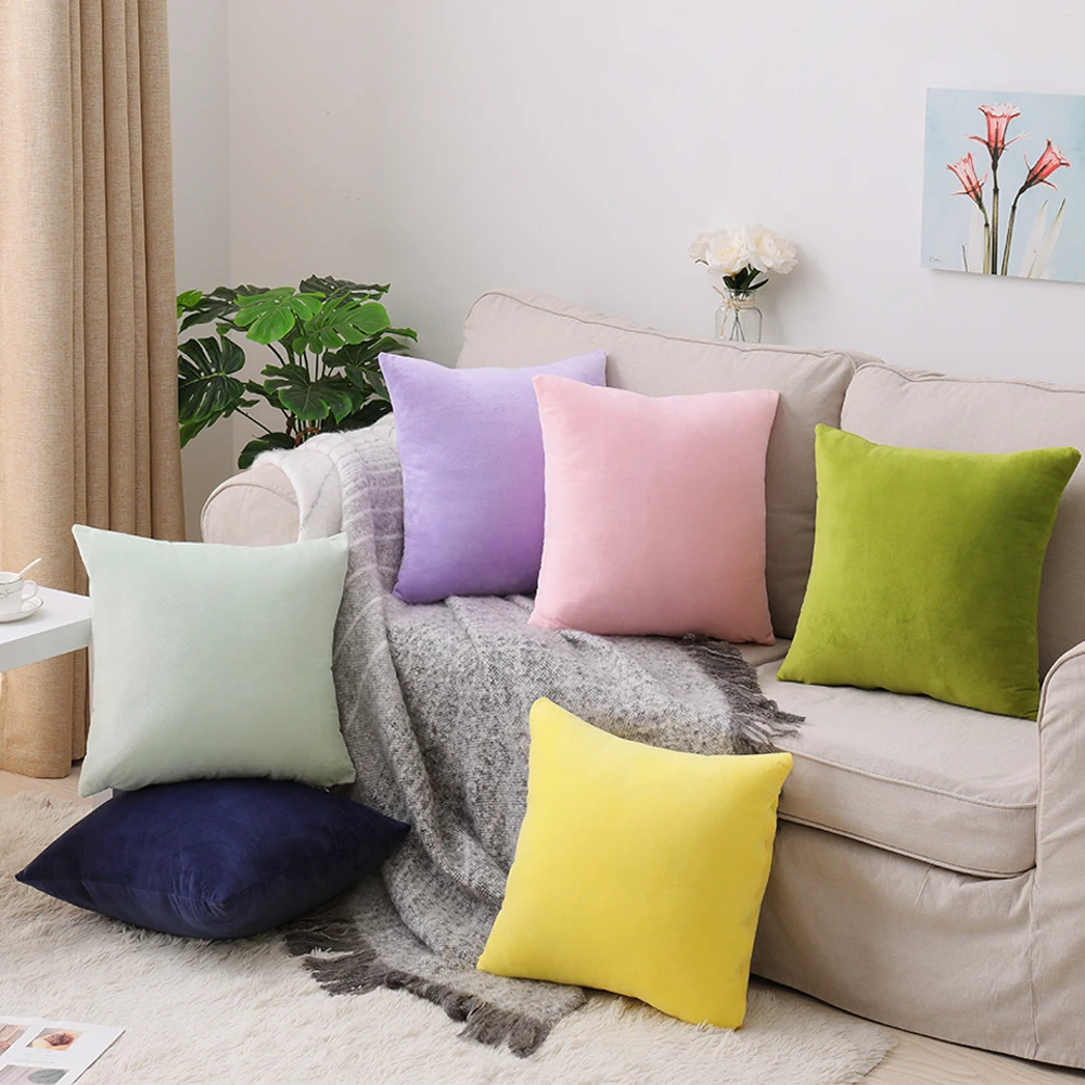 

25 Color Custom 40/45/50/55/60/70cm Polyester Super Soft Velour Cushion Cover HT-PSVDC-01