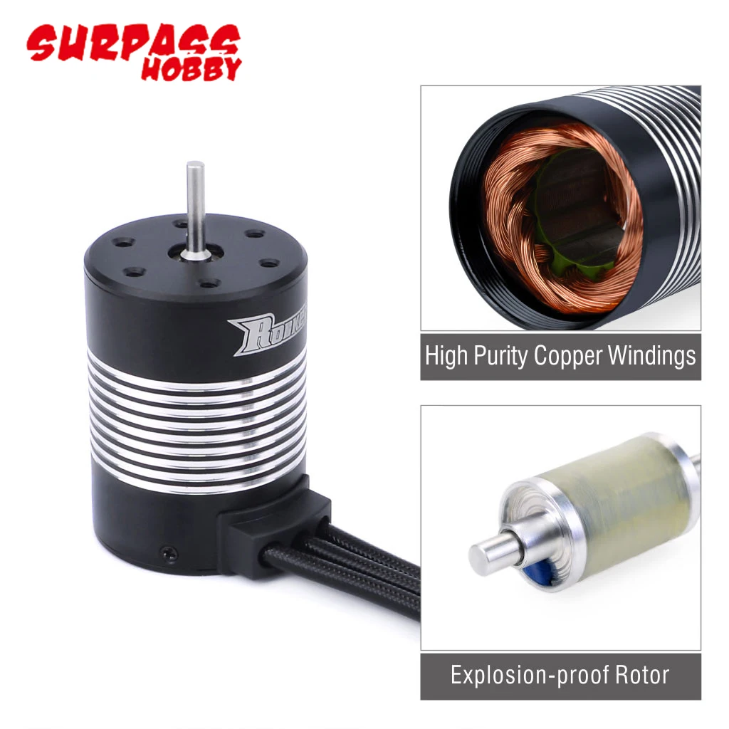 

Surpass Hobby Rocket Waterproof 3650 4-Pole 900W 3.175mm Shaft Brushless Motor For 1/10 1/12 Rc Car Boat HSP Traxxas WLtoys Toy