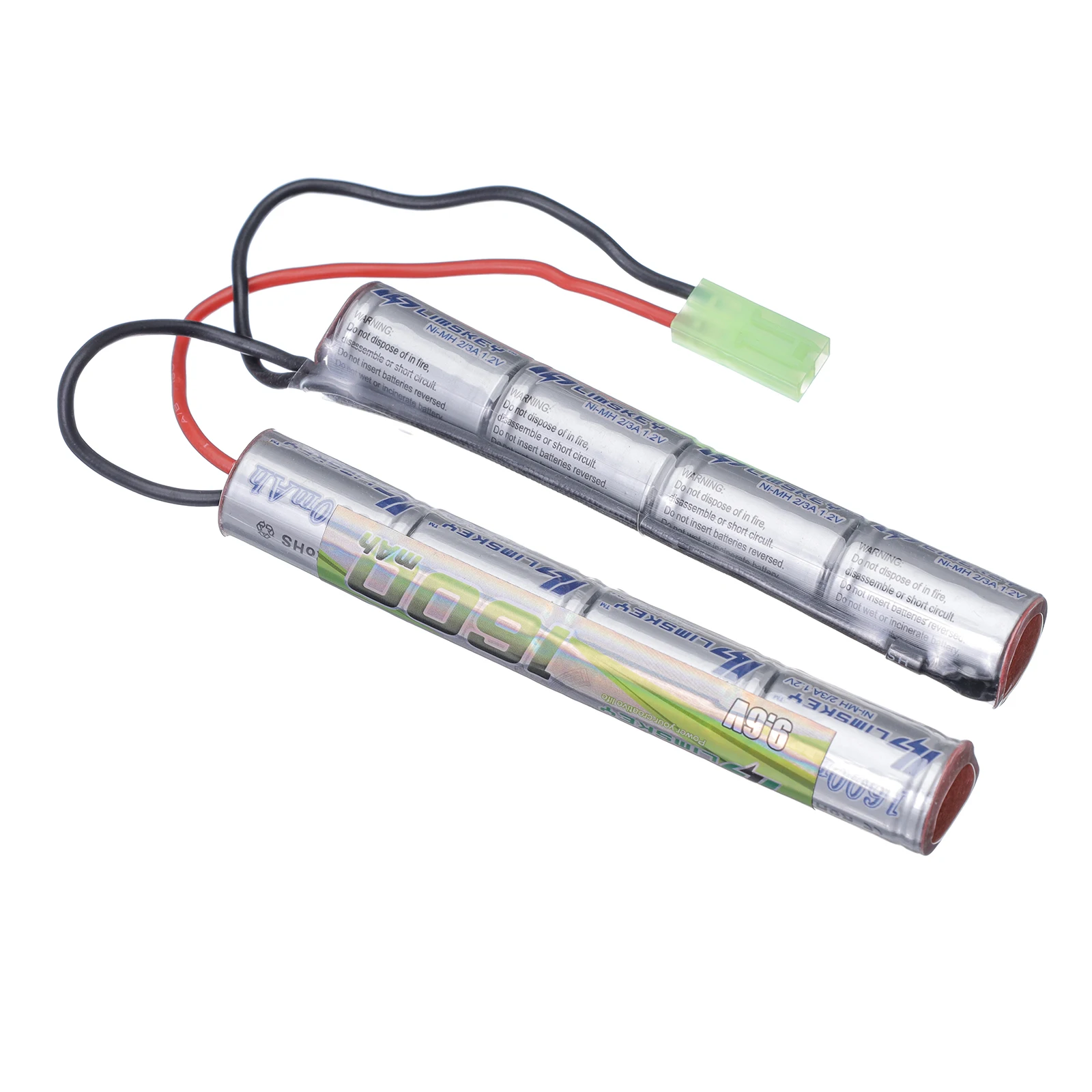 Lismkey 8S 2/3A 9.6v 1600mAh Butterfly NunChuck NIMH Battery Pack with Mini Tamiya Connector for Airsoft Guns  ICS CA TM SRC JG