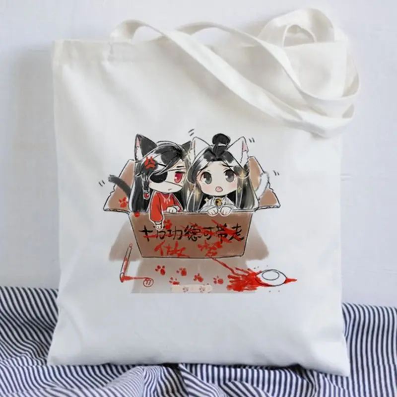 Tian guan ci fu bolsos Shopper con estampado de Anime, bolso de compras, bolso de hombro, bolso universitario de lona de gran capacidad, envío directo