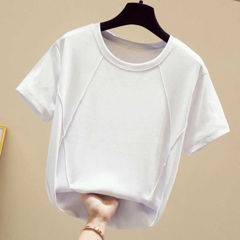 

Cotton T Shirt Women Summer Tops 2022 Casual O-Neck Tshirt Korean Fashion Clothes Short Sleeve Loose Tee Shirt Camisetas Mujer