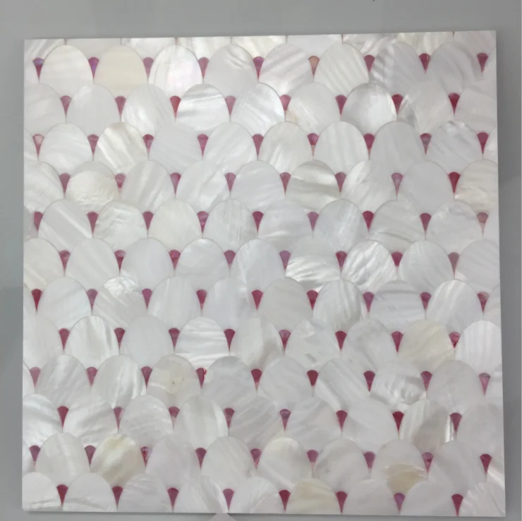 Fish Scale White Mix Pink Mother of Pearl Tile Backsplash Bathroom Shell Mosaic MOPSL037