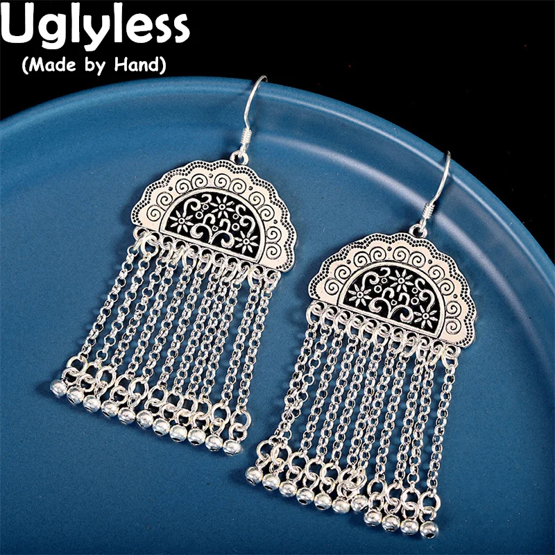 

Uglyless New Arrived Fashion Exotic Earrings for Women HOT Island Stylish Summer Dress Jewelry 925 Thai Silver Brincos Tassels