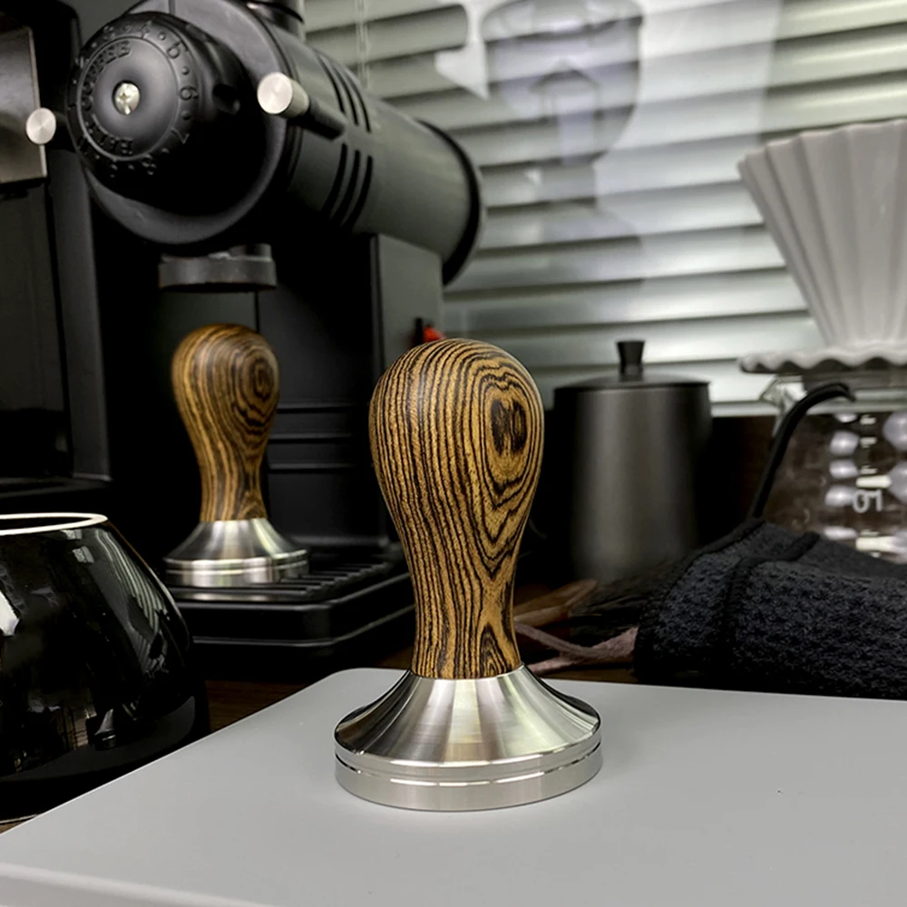 51/53/54/58/58.35mm café tamper dourado sândalo lidar com 304 aço inoxidável café em pó martelo espresso café ferramentas barista