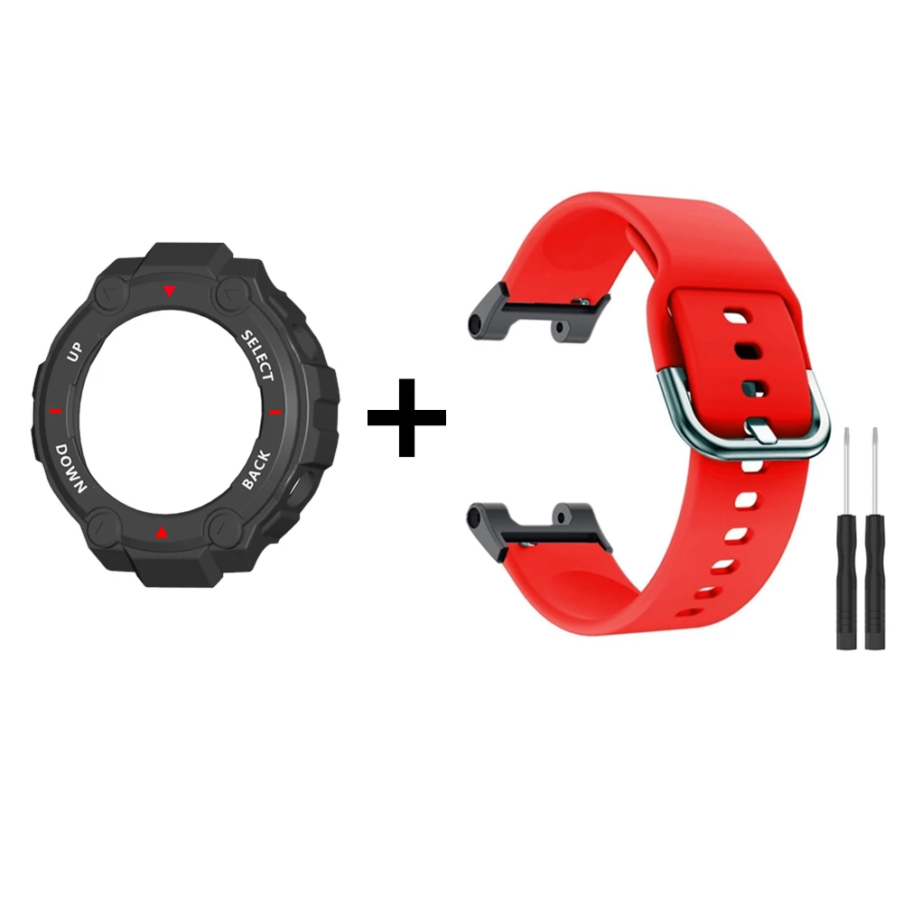 เปลี่ยนสร้อยข้อมือสำหรับ Xiaomi Huami Amazfit T Rex/T-Rex Pro 2in1บรรจุภัณฑ์ + กรณี TPU ซิลิโคน Protector Cover