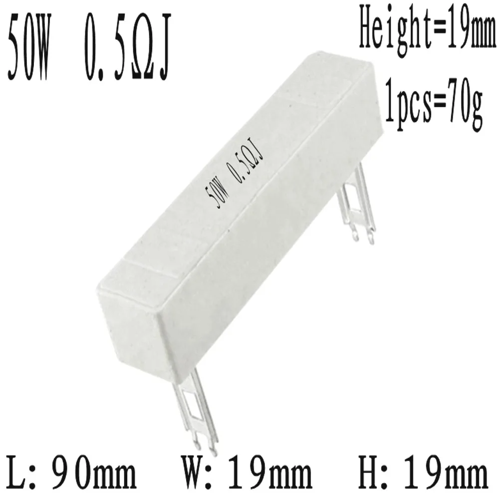 10PCS 50W Ceramic Cement High Power Resistor 0.1~1K 0.1 0.5 1 1.5 2 2.5 3 4 5 6 8 10 15 20 25 30 50 100 200 250 300 390 500 Ohm