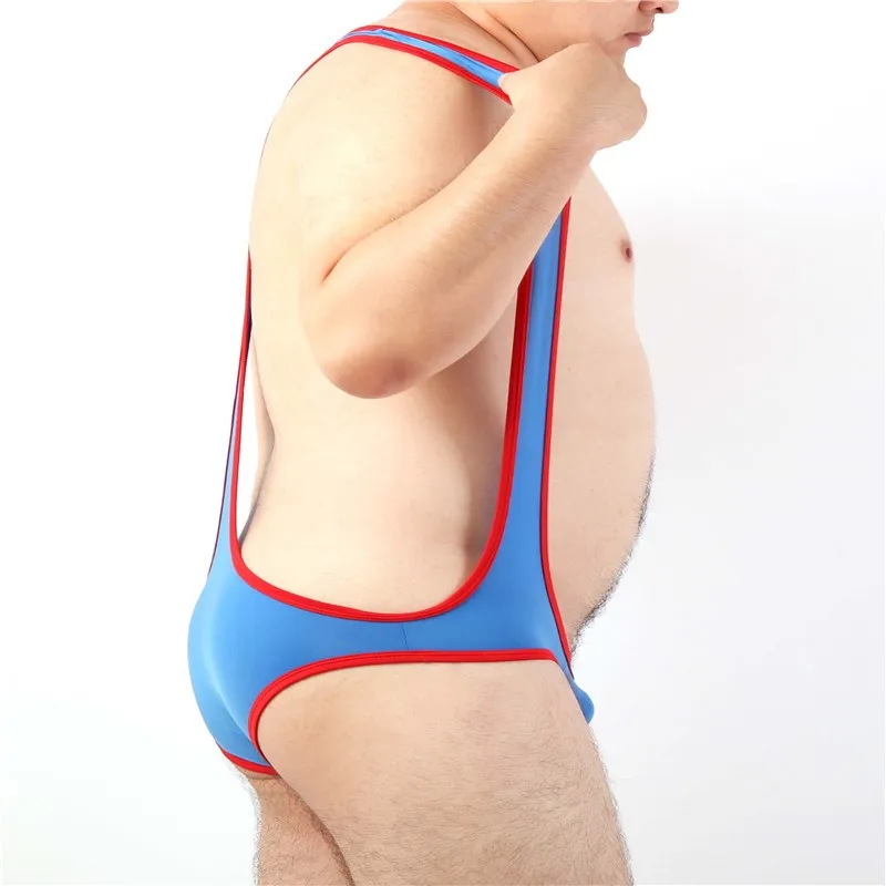 Mens Sexy Undershirt Fetish Gay Big Pouch Briefs Underwear Slim Wrestling Singlet Bodysuit One Piece Jumpsuit Leotard M L XL XXL