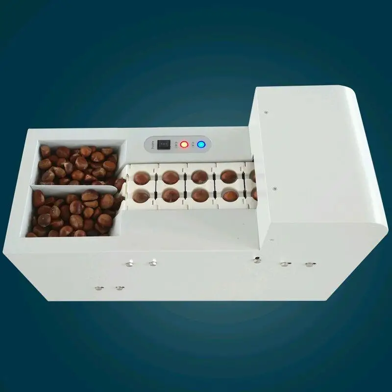 

Professional Electric Chestnut shell opening machine hazelnut slitting machine opener,double Chain link chestnut cutting machine