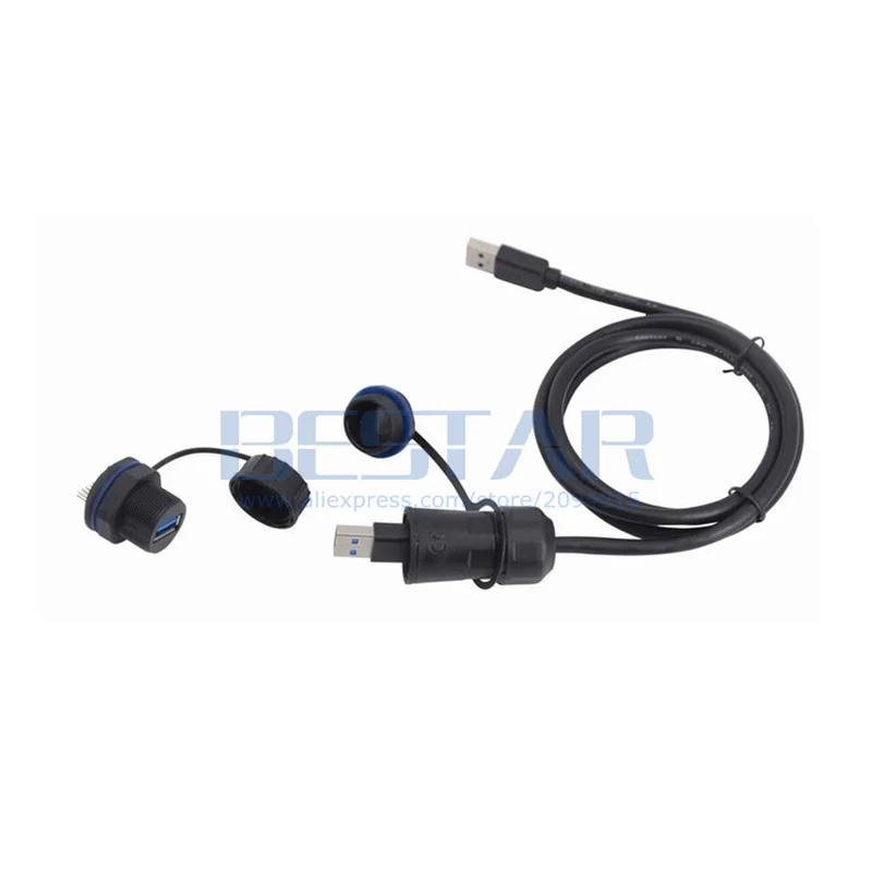 مقاوم للماء USB 3.0 تمديد كابل M20 IP68 10Pin ذكر إلى USB نوع أنثى المقبس التوصيل مع غطاء الغبار 1 متر 1.5 متر 3 متر خيارات