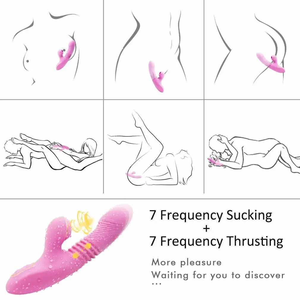 G Spot Rabbit Vibrator With Heating Thrusting Sucking Clitoral Dildo Vibrators Stimulator Dual Motor Waterproof Adult Sex Toys