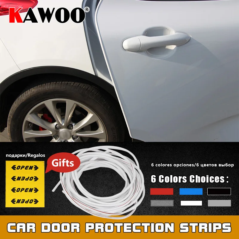 KAWOO Car Door Side Edge Scratch Crash Strip Protection Sticker Decal For Nissan Tiida Opel Agila A For Peugeot 307 407 308 3008