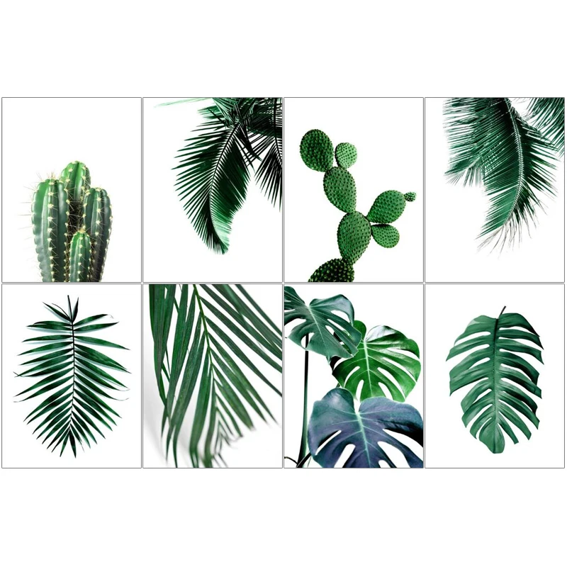 

Fresh Green Cactus Big Tropical Leaves Wall Art DIY Diamond Painting Plants Full Mosaic Full Diamond Embroidery Home Decoration