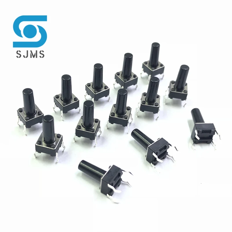 SJMS 20PCS 6*6*12 Tact Switch Push Button DIP 4 Pin Tactile Push button 6X6X12 mm Micro Switch Touch Button Tactile Reset switch