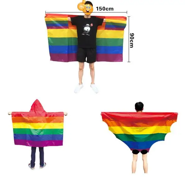 

3 Style Rainbow Flag Shawl Flag Cape LGBT Gay Pride Flags Festival Party Banner Decorations