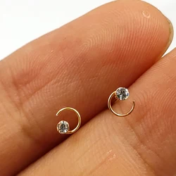 20pcs/pack 925 sterling silver swirl Nose Bone with crystal nose piercing jewelry