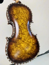 Fingerboard Carved inlaid shells Bird's Eye Maple!4/4 3/4 Stradivarius Violin violino Best Tone! bow case strings Aubert Bridge!