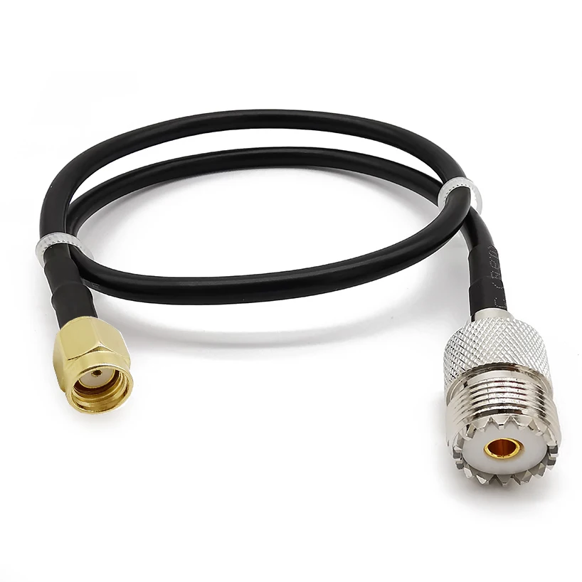 RP SMA Male to UHF PL-259 Female RG58 Antenna Cable UHF SO-239 to RP SMA Connector for Hamdheld Ham Radio FM Transmitter