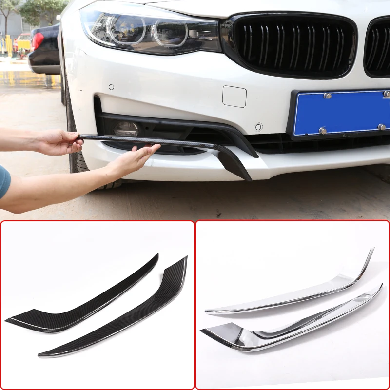 

2pcs Car Styling Carbon Fiber Style Auto Front Fog lights Lamp Strips Trim Cover Stickers For BMW 3 Series GT Gran Turismo F34