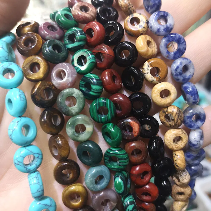 Natürliche Rad Große Loch Opal Malachit Obsidian Rot Jaspis Edelstein Spacer Perlen Für Schmuck Machen DIY Armband Ohrringe 10MM