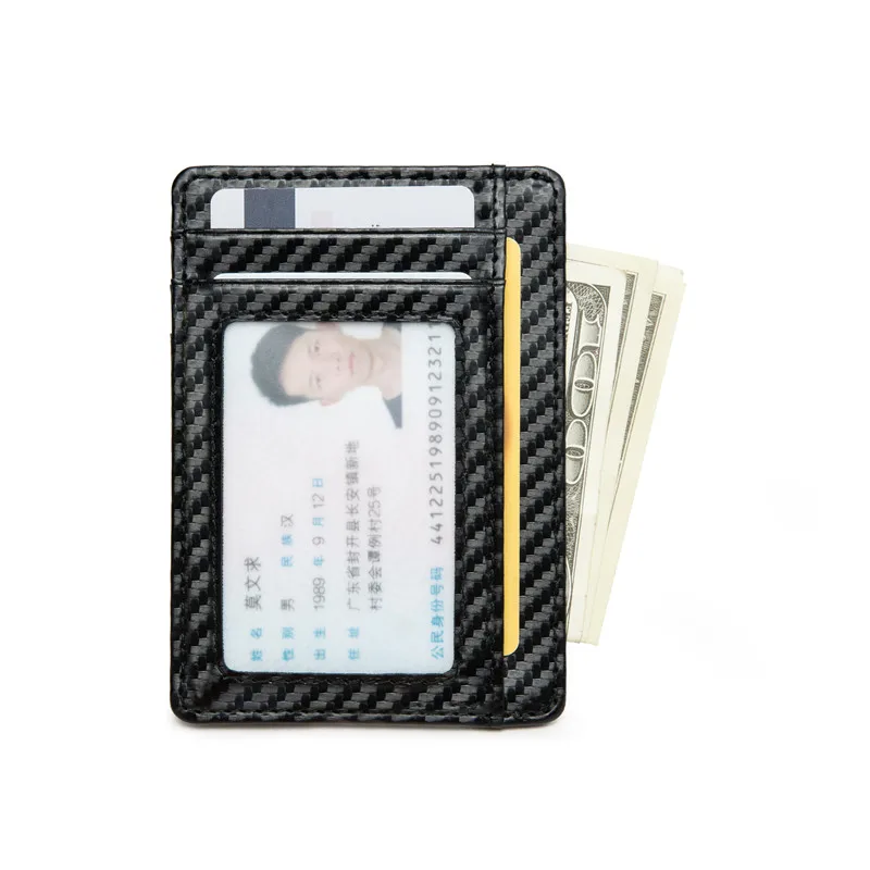 ZOVYVOL 2024 New Fashion Style Black Carbon Fiber Card Holder Slim Thin RFID Men Women Smart Small Wallet PU Leather Pocketbooks