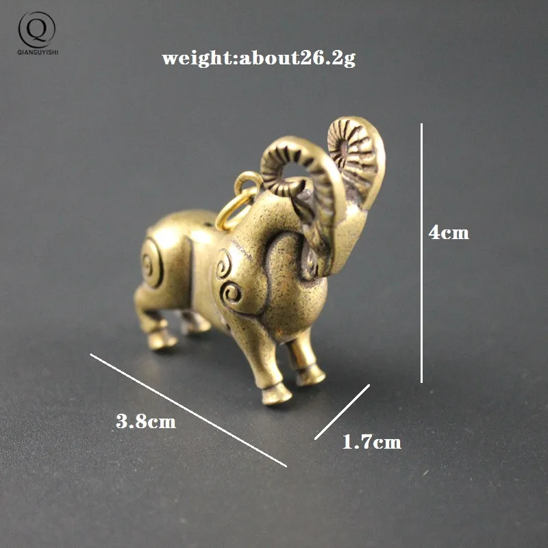 Vintage Copper Goat Keychain Pendants Trinkets Brass Animal Model Sheep Desktop Ornaments Men Car Key Chain Rings Women Hanging