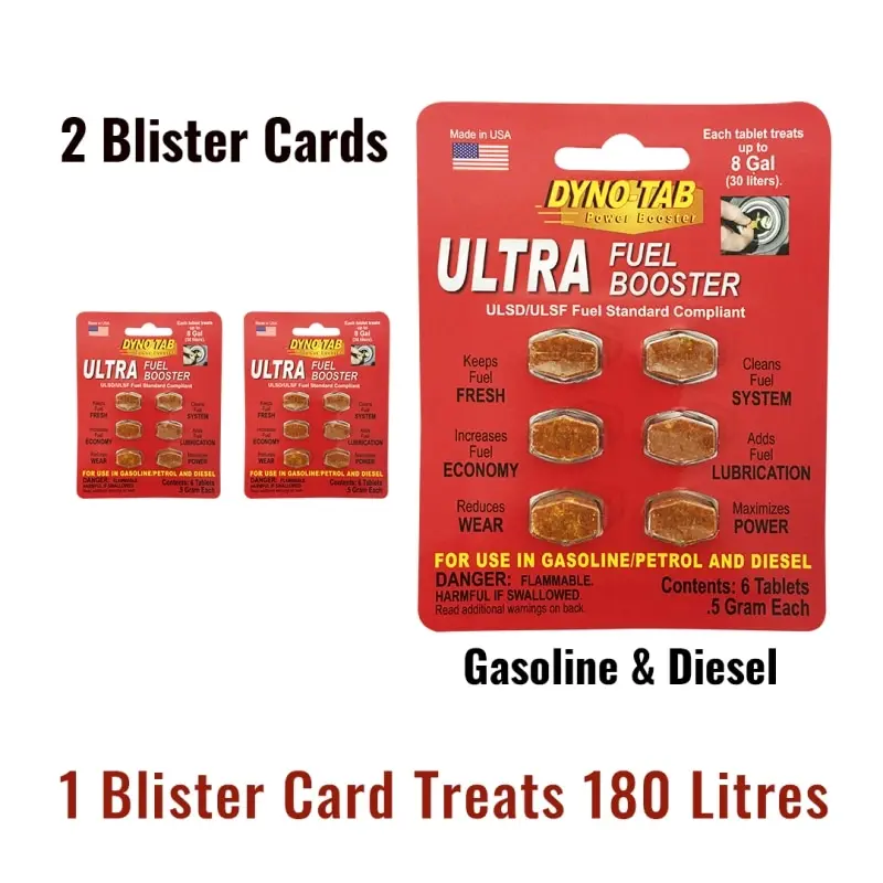 Dyno Tab Ultra Fuel Octane Booster Petrol and Diesel carbon and system cleaner dynotab fuel treatment economy Saver