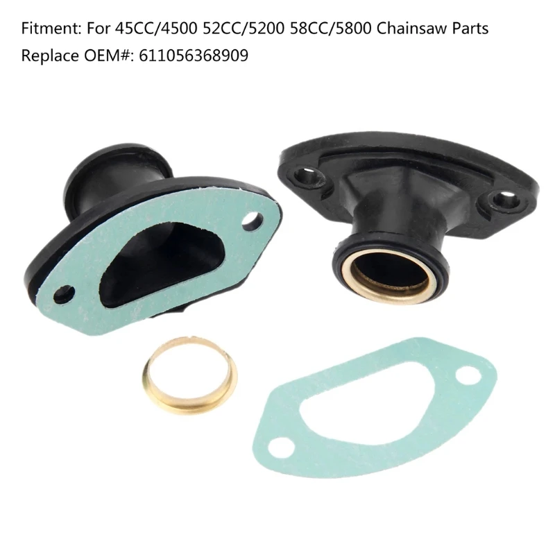 Chainsaw Intake Manifold Boot Brass Ring Gaskets for 45CC/4500 52CC/5200 58CC/5800 Easy to Install 2pcs/Set 517A