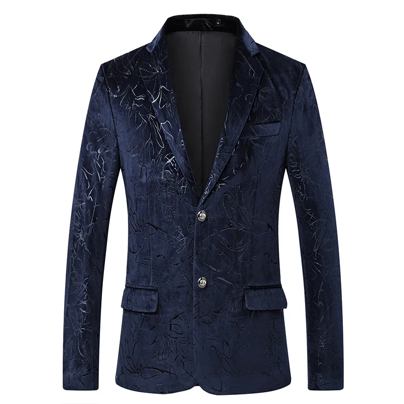 

Men's Personality Print Suits Top 2021 Fashion Night Trend Singles Casual Jackets Youth Handsome
